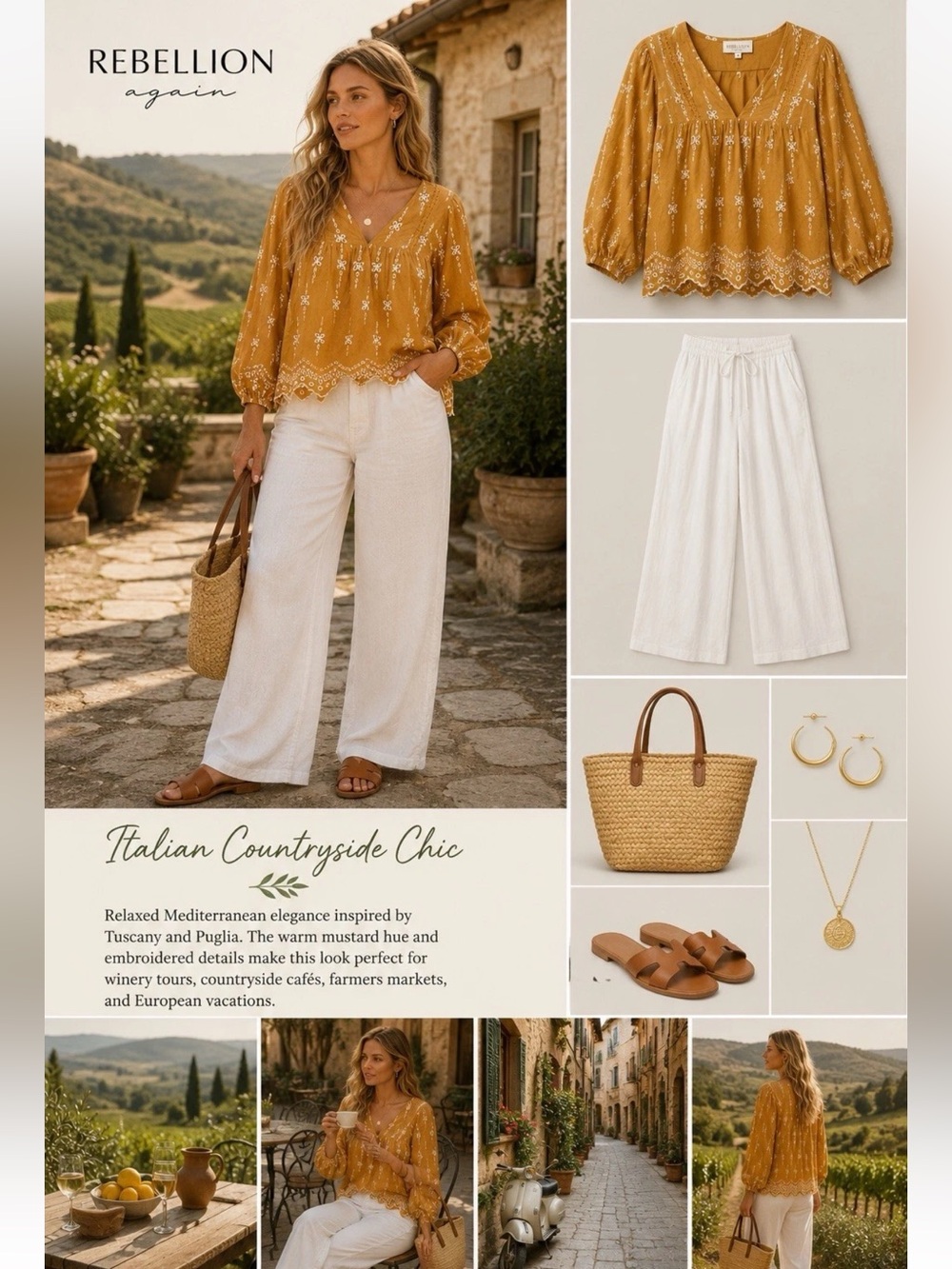 Rebellion Again Mustard Embroidered Eyelet Western Boho Peasant Blouse Medium C2 - Picture 2 of 10